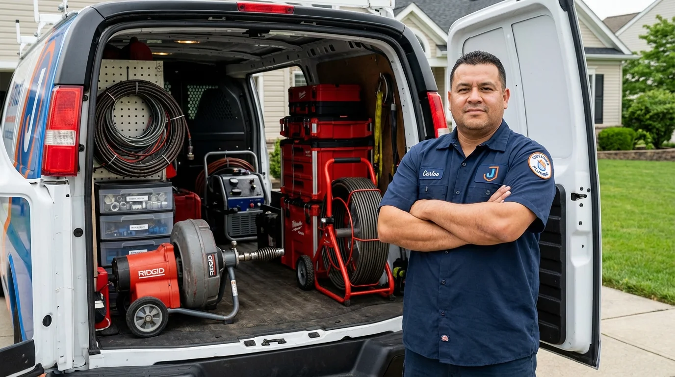Professional drain cleaning equipment and Johns Plumbing LLC plumber in Biscoe