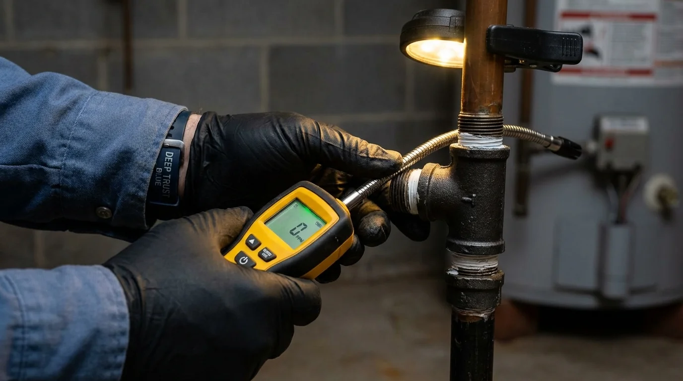 Gas leak detection with electronic sniffer by Johns Plumbing LLC in Biscoe
