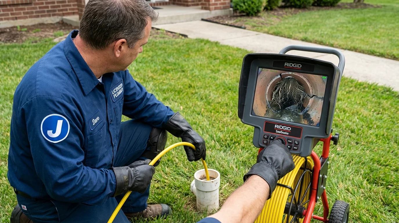 Sewer camera inspection being performed by Johns Plumbing LLC in Biscoe
