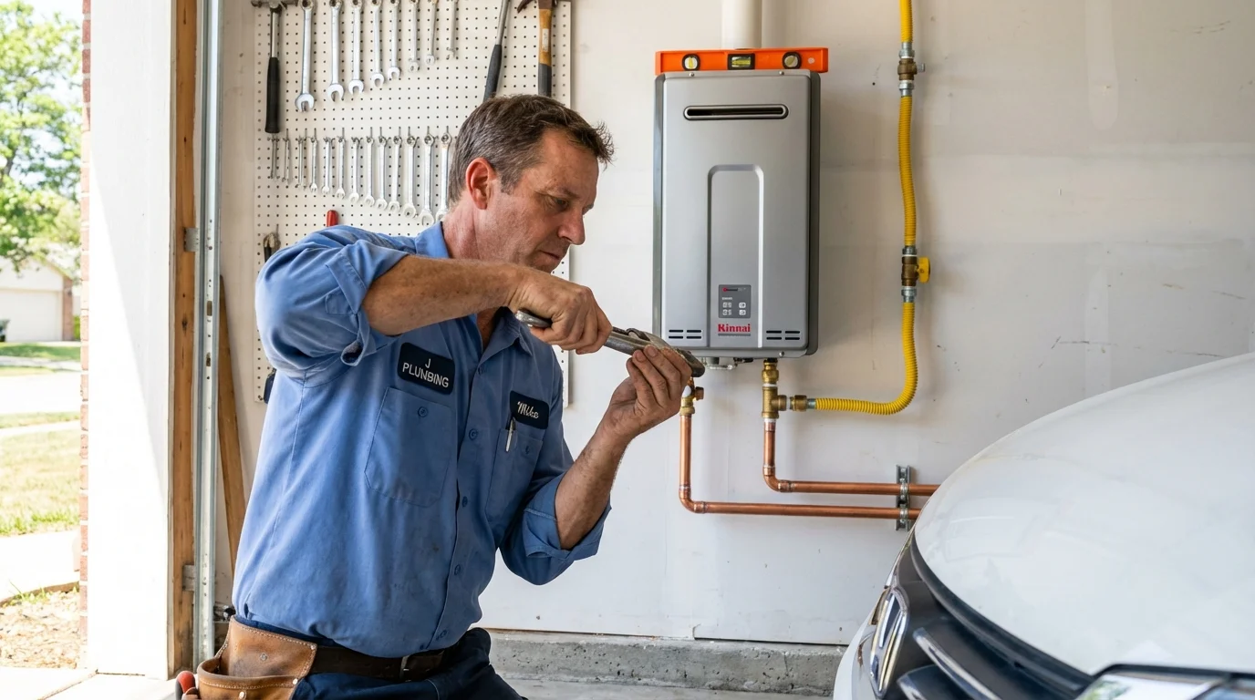 Tankless water heater installation by a Johns Plumbing LLC plumber in Biscoe